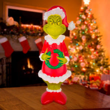 Load image into Gallery viewer, Lighted Blow Mold Outdoor Décor Grinch w/Wreath
