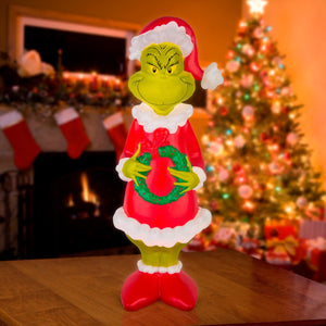Lighted Blow Mold Outdoor Décor Grinch w/Wreath