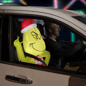Gemmy Airblown Car Buddy Grinch w/Scarf-Dr. Seuss
