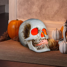 Load image into Gallery viewer, 20” Blow Mold Lighted Decor-Candle Flicker-Natural Bone Skull