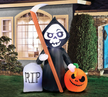 Load image into Gallery viewer, 5.5' Inflatable Reaper and Pumpkin Scene