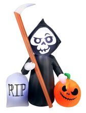 Load image into Gallery viewer, 5.5' Inflatable Reaper and Pumpkin Scene