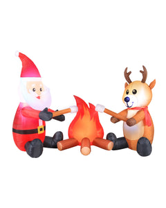 6' Inflatable Campfire Santa and Reindeer