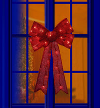 Load image into Gallery viewer, 24" UL Glittering Fabric Bow Sculpture - Red