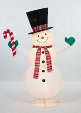 Load image into Gallery viewer, 60" UL Pop-Up Snowman With Candy Cane Sculpture