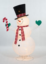 Load image into Gallery viewer, 60" UL Pop-Up Snowman With Candy Cane Sculpture