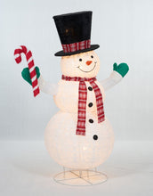 Load image into Gallery viewer, 60" UL Pop-Up Snowman With Candy Cane Sculpture