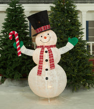 Load image into Gallery viewer, 60" UL Pop-Up Snowman With Candy Cane Sculpture