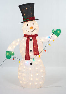 62" UL Snowman With String Lights Sculpture