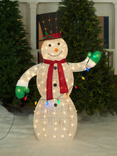 Load image into Gallery viewer, 62&quot; UL Snowman With String Lights Sculpture
