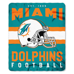 NFL Miami Dolphins NFL Singular 50-Inch by 60-Inch Printed fleece Throw, Teal, 50-inches x 60"