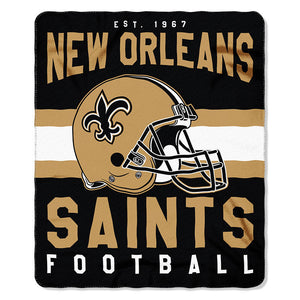 NFL New Orleans Saints NFL Singular 50-Inch by 60-Inch Printed fleece Throw, Gold, 50-inches x 60"