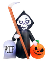 Load image into Gallery viewer, 5.5&#39; Inflatable Reaper and Pumpkin Scene
