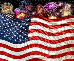 USA FLAG w/ Fireworks Blanket