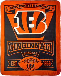 NFL Cincinnati Bengals Marque Printed Fleece Throw, 50-inch by 60-inch