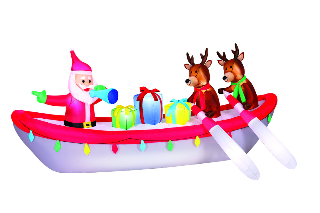 10' Wide Airblown Row Boat Santa Christmas Inflatable