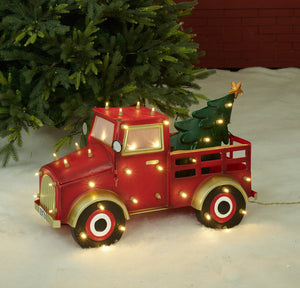 27" UL LED Truck With Christmas Tree Sculpture