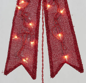 24" UL Glittering Fabric Bow Sculpture - Red
