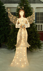 60" UL Glittering Thread Praying Angel Sculpture