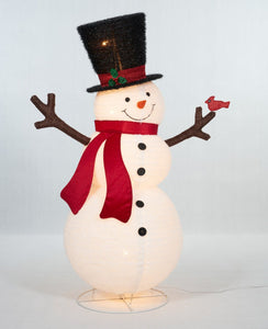60" UL Pop-Up Fluffy Snowman Sculpture