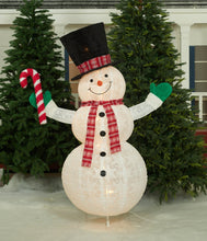 Load image into Gallery viewer, 60&quot; UL Pop-Up Snowman With Candy Cane Sculpture
