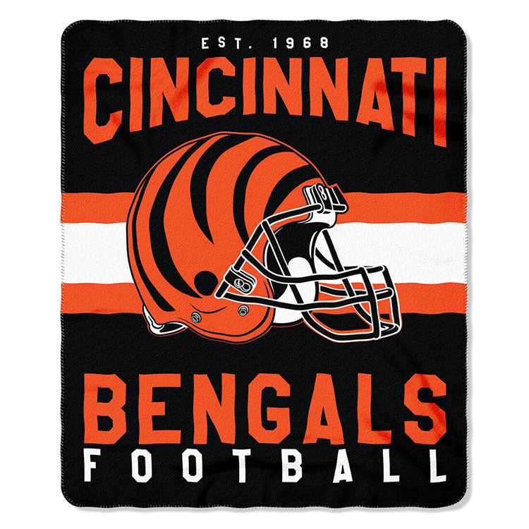 NFL Cincinnati Bengals NFL Singular 50-Inch by 60-Inch Printed fleece Throw, black, 50-inches x 60