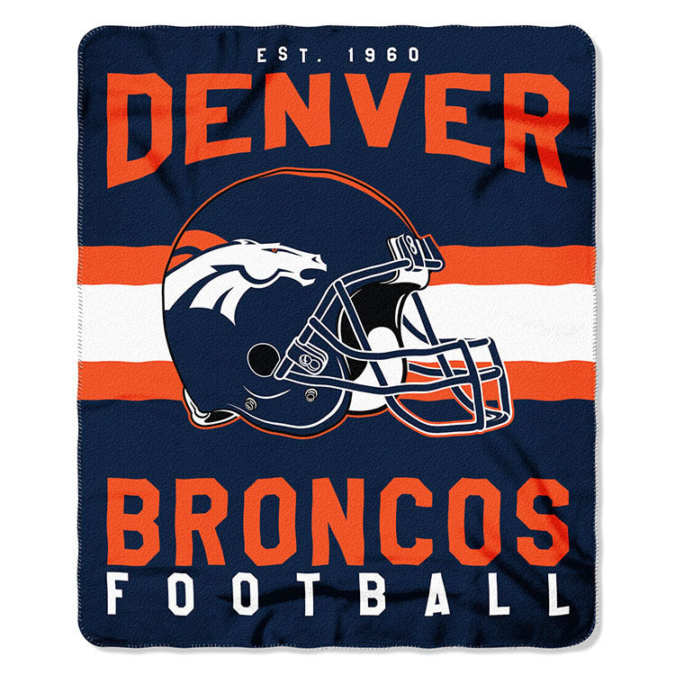 NFL Denver Broncos NFL Singular 50-Inch by 60-Inch Printed fleece Throw, Blue, 50-inches x 60