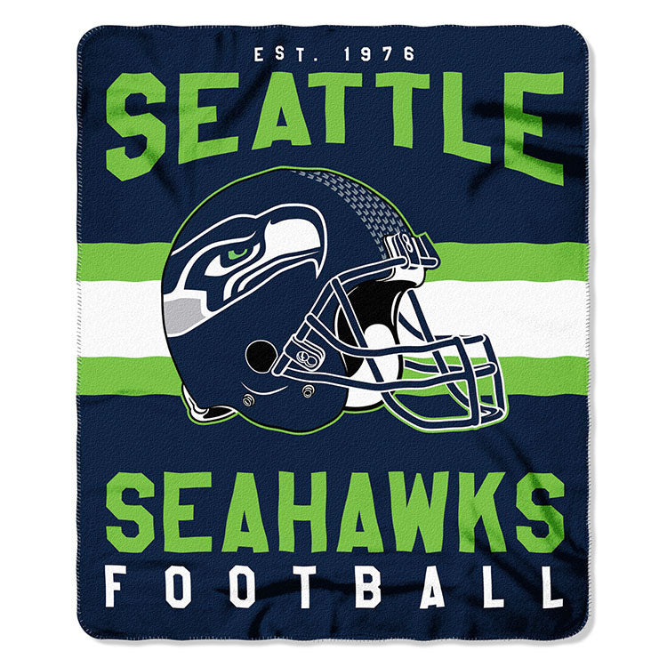 NFL Seattle Seahawks NFL Singular 50-Inch by 60-Inch Printed fleece Throw, Blue, 50-inches x 60
