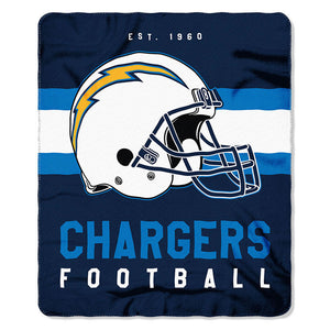 NFL Los Angeles Chargers NFL Singular 50-Inch by 60-Inch Printed fleece Throw, Blue, 50-inches x 60"