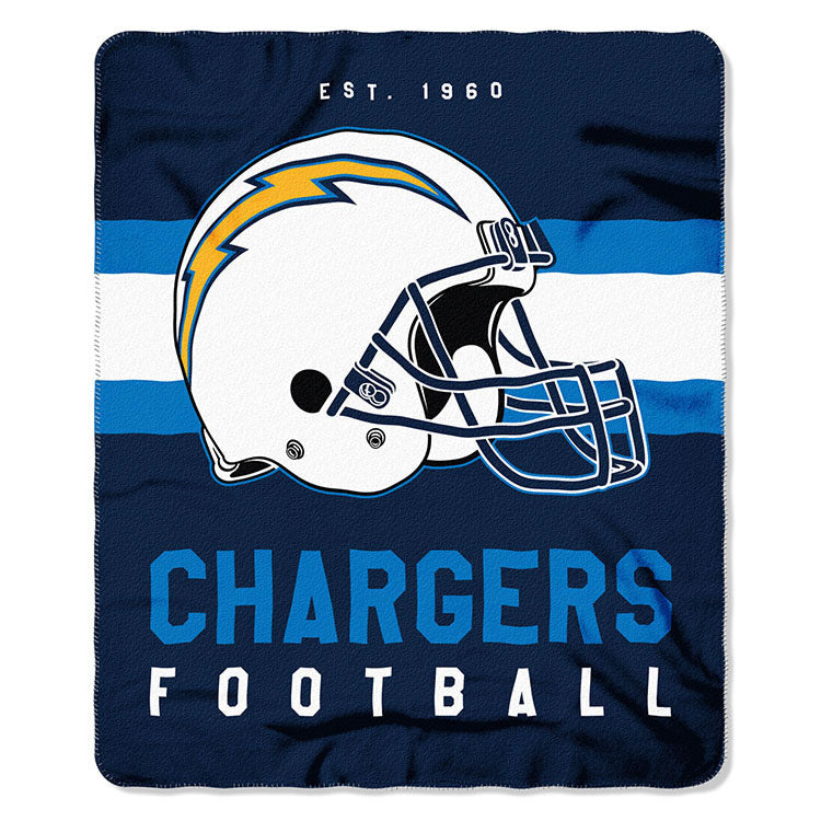 NFL Los Angeles Chargers NFL Singular 50-Inch by 60-Inch Printed fleece Throw, Blue, 50-inches x 60
